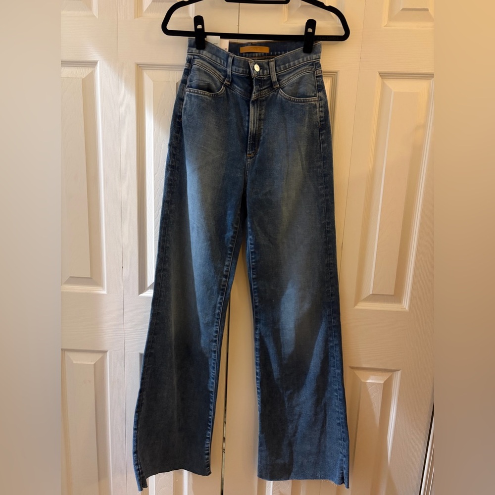 Joe's Jeans Blue Flare Wide-Leg Jeans size 27 NWT. Style model Goldie. - Picture 2 of 5